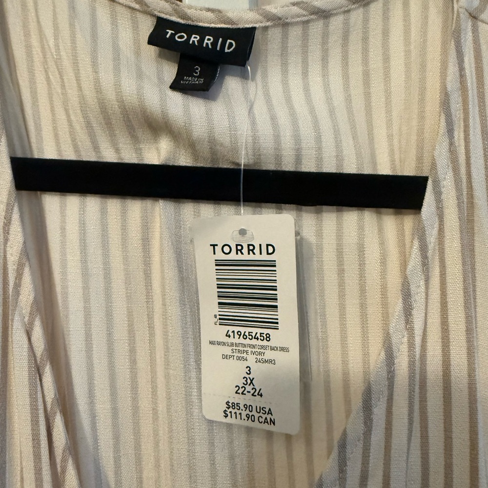 Torrid Cream Striped Maxi Dress - Picture 2 of 3